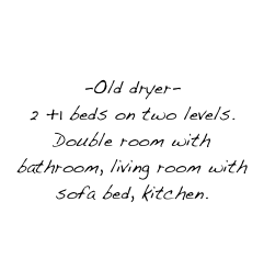 Apartment 1
ESSICCATOIO BIANCO
-Old dryer-
2 +1 beds on two levels.
Double room with bathroom, living room with sofa bed, kitchen.
